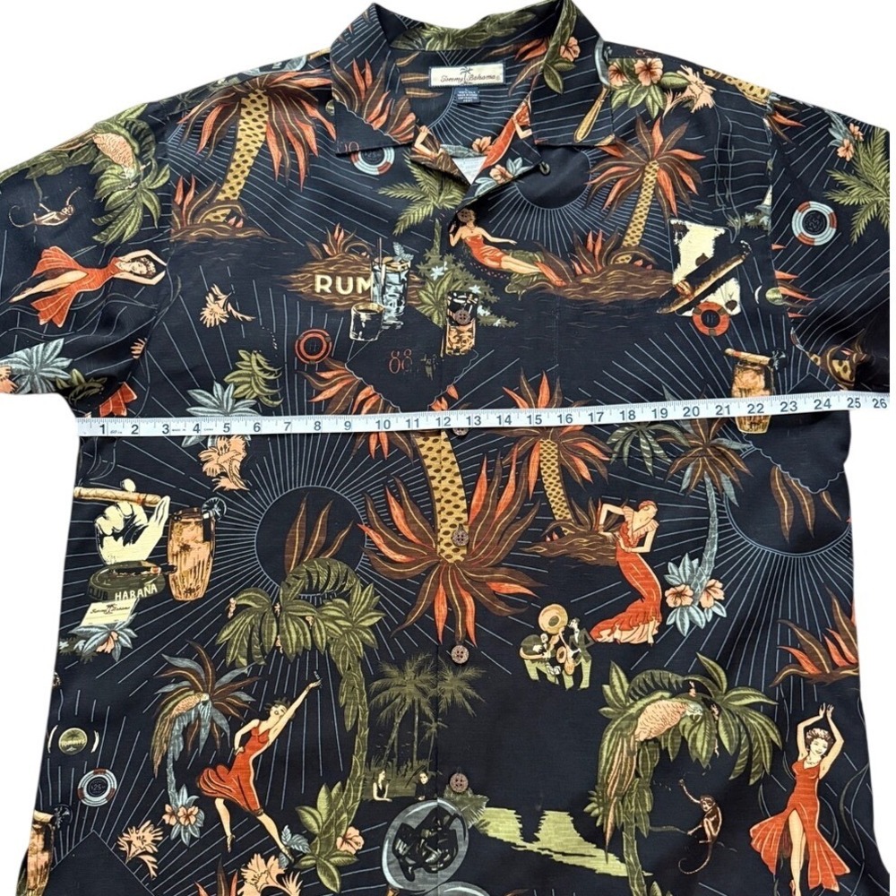 NWOT Tommy Bahama Black Havana Pin-Up Girl 100% Silk Camp Shirt L Resortwear - Picture 4 of 8